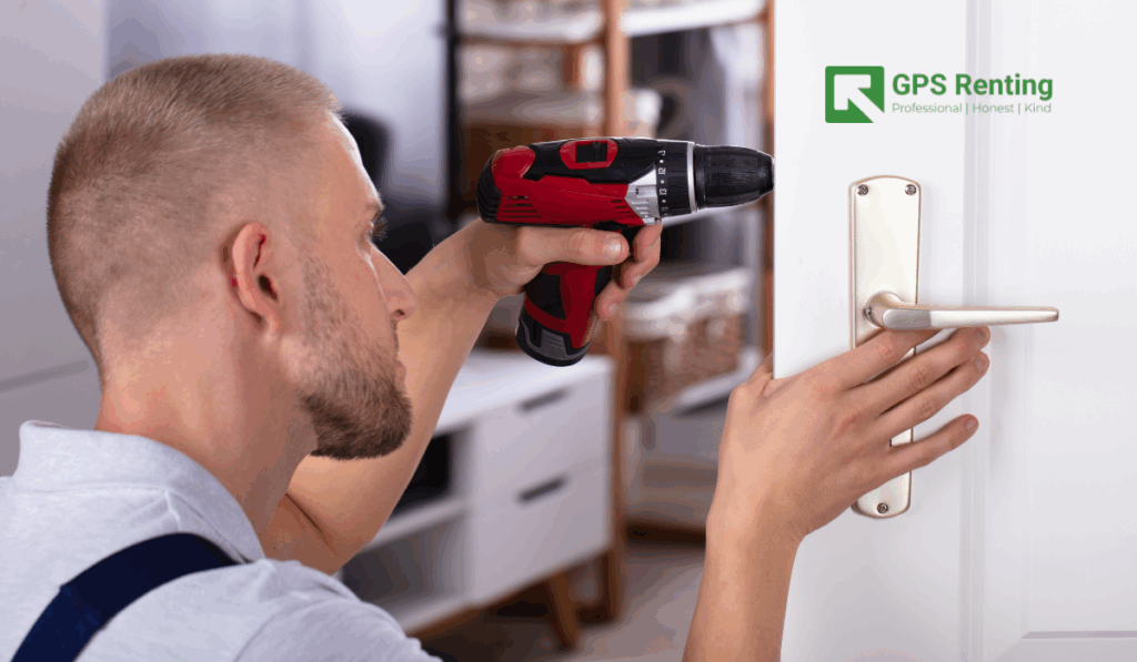 locksmith fixing the door