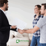 Landlord shaking hands with the new tenants