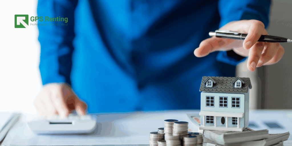 person showing a miniature house and money