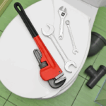 toilet seat and tools