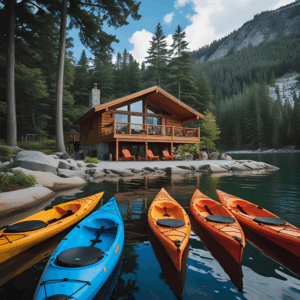 A lakeside cabin with private kayaks